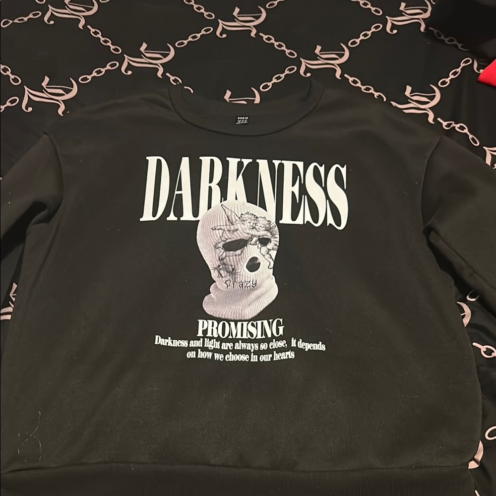 Black Graphic Sweatshirt with White Print